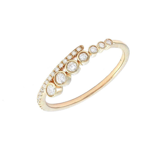 14K Real Yellow Gold Round Bezel Diamond Ring Size 6.5