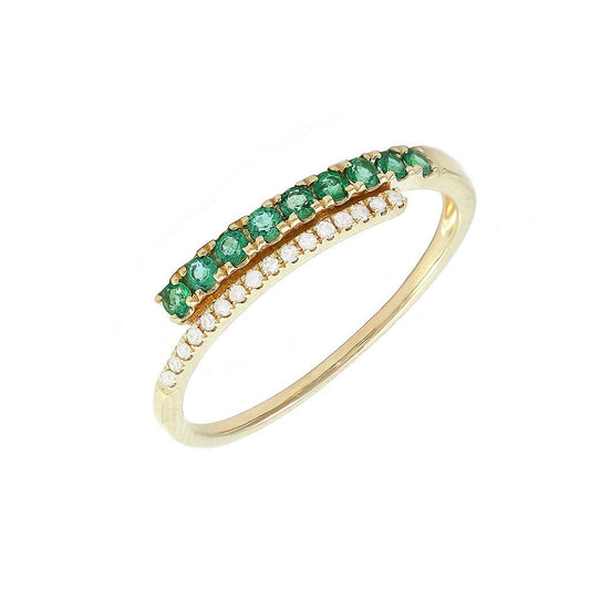 14K Real Yellow Gold Round Prong Emerald Ring Size 6.5